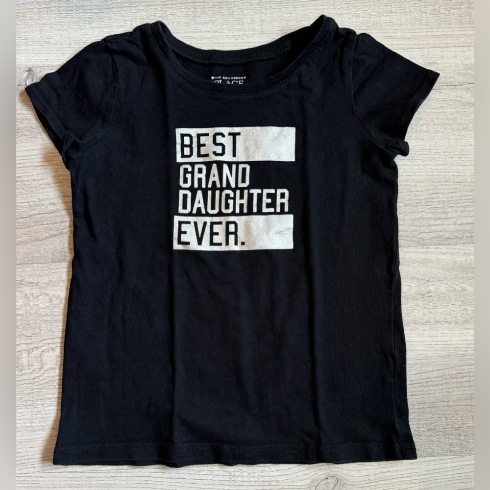 EUC TCP Black & Silver Short Sleeve “BEST GRANDDAUGHTER EVER” T-Shirt. Size 5T.